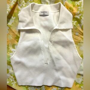 Aritzia Babaton White Collar Top
